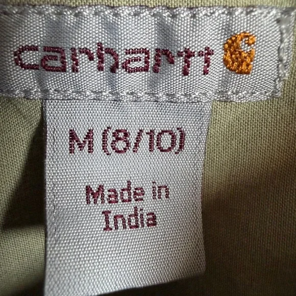 Carhartt Bozeman Rugged Flex Roll Up Sleeve Green Shirt Women Med Work Cowgirl - Picture 3 of 7